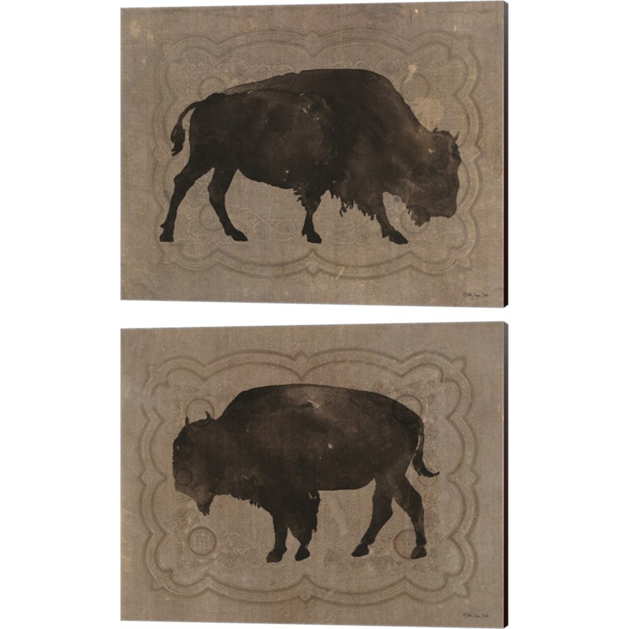 Buffalo Impression by Stellar Design Studio 15" x 12" Canvas Wall Art (Set of 2)